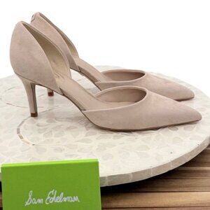 Sam Edelman $140 Viv D’Orsay Leather Suede Pumps Women 6.5 Cappuccino Pointed To